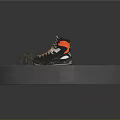 Black And Orange Outdoor Hiking Boots With White Laces And Slip Resistant Outsole