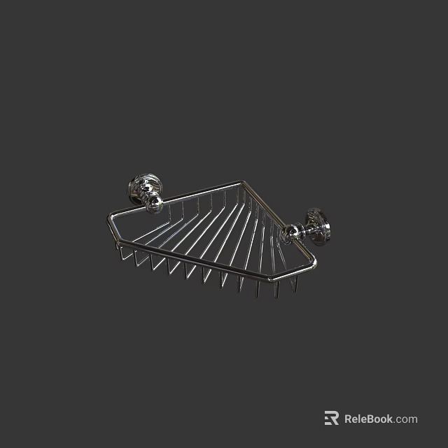 Chrome Wall Mounted Bathroom Shelf with Grid Design for Toiletries Storage 3d model 