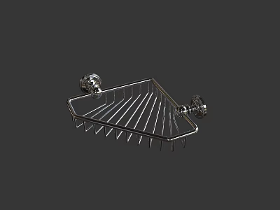 Chrome Wall Mounted Bathroom Shelf with Grid Design for Toiletries Storage 3d model