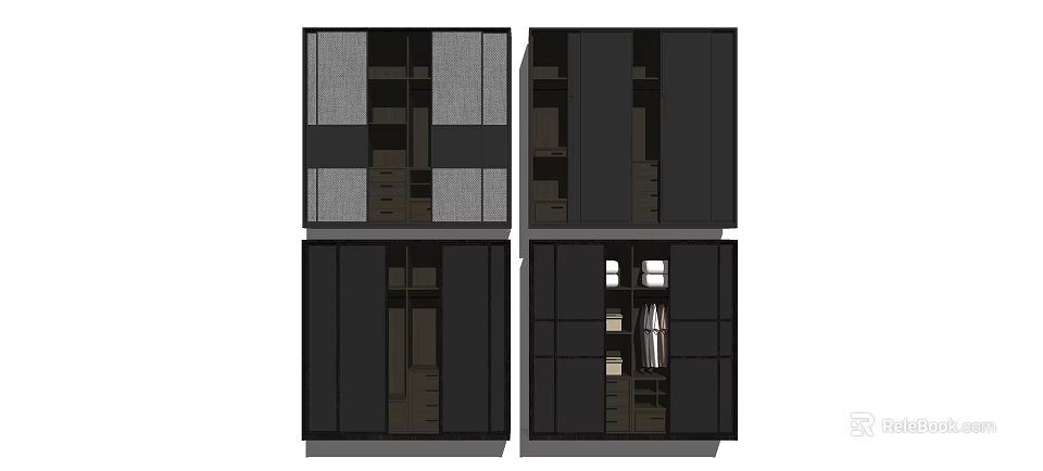 Modern Wardrobe Design With Sliding Doors Drawers Hanging Rods And Storage Compartments 3d model 