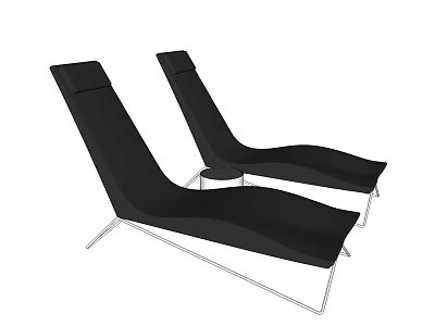 Two Modern Black Lounge Chairs With Metal Frame And Fabric Design 3d model