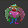 Muscular Blue Ape Game Character With Fierce Expression In Cartoon 3D Style