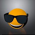 Yellow Smiley Face Emoji Wearing Black Sunglasses With Happy Smile On Gray Background