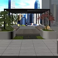 Rooftop Garden with Outdoor Furniture Green Plants and City Skyline View