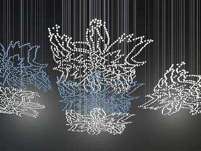 Modern Artistic Chandelier With Line Structure Blue And White Light Elements For Contemporary Interior Decor 3d model