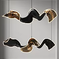 Modern Abstract Pendant Lights With Black And Gold Unique Design For Home Decor