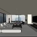 Modern Minimalist Restaurant Sofa Coffee Table Combination Dining Table and Chair 3d model