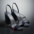 Stylish Black Open Toe High Heel Sandals With Block Heel And Crisscross Straps