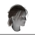 3D Human Head Model Side View With Realistic Brown Hair And Detailed Facial Organs