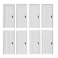 White Hinged Doors With Various Panel Designs For Home Interior Decoration 3d model