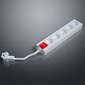 White Power Strip With Multiple Outlets Red Switch And Connected Plug