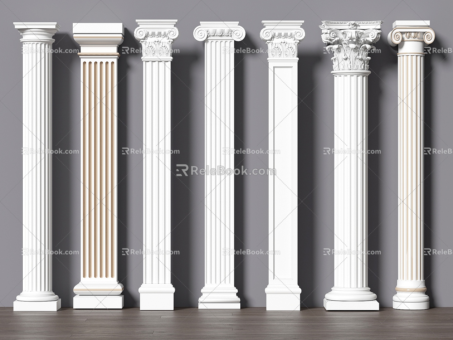 European Roman Column Gypsum Column Decorative Column 3d model