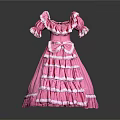 Women's Pink Ruffled Dress With Bow Accent And Layered Skirt Design
