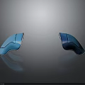 Two Blue Smooth Shiny Weapon Guards With Reflective Glossy Finish On Dark Background
