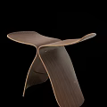Contemporary Wooden Stool with Unique Curved Ergonomic Design and Sleek Structure