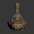 Decorative Glass And Ceramic Bottles With Painted Designs On Black Reflective Surface