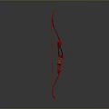 Handcrafted Traditional Longbow Weapon Featuring Red Green Accents And Decorative Details
