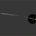 Long White Feather And Small Black Ink Bottle On Dark Surface For Writing Supplies