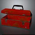Red Open Metal Household Toolbox With Black Handle And Storage Space