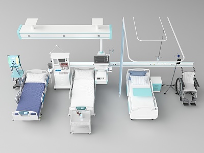 Modern hospital bed medical equipment 3d model