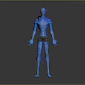 Blue Humanoid Creature Character With Slender Limbs Striped Patterns Brown Loincloth And Tail 3d model