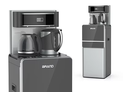 BRAVO Modern Gray Silver Household Appliances With Digital Display Transparent Kettle And Water Tank 3d model