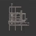 Industrial Platform Structure With Metal Frames Walkway Stairs And Circular Platform