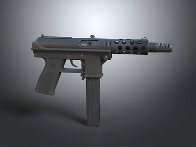 Modern Gray Submachine Gun With Tactical Muzzle Magazine And Ergonomic Grip 3d model