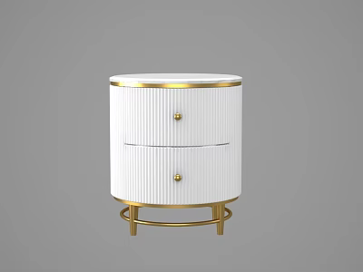 Modern White Chest of Drawers With Two Drawers Gold Knobs and Gold Legs 3d model