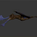Flying Pterosaur Prehistoric Animal With Brown Wings And Blue Beak
