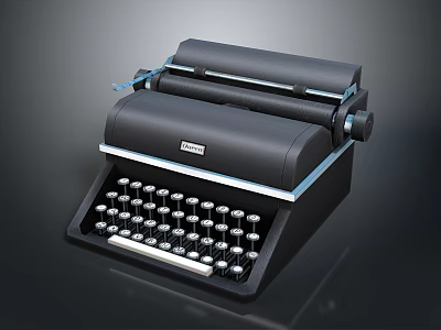 Vintage Olivetti Electronic Typewriter With Black Body Classic Keyboard And Paper Roll 3d model