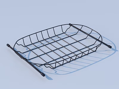 Household Black Metal Mesh Storage Basket With Oval Shape And Handles 3d model