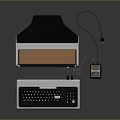 Vintage Electronic Computer With CRT Monitor Keyboard And Wooden Trim Design