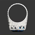 Elegant Silver Ring With Hexagonal Blue Gemstone And Intricate Engraved Design Details 3d model
