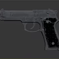 Classic Black Pistol With Metallic Finish And Detailed Glossy Surface Design