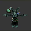 Anthropomorphic Wolf Like 3D Character With Green Glowing Potion Brown Apron And Outstretched Arms