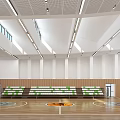 Modern Basketball Gymnasium Interior With Seating Court Lights And Skylights