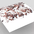 Scenic Red Rock Mountain Range with Snow Covered Slopes and Rocky Terrain 3d model