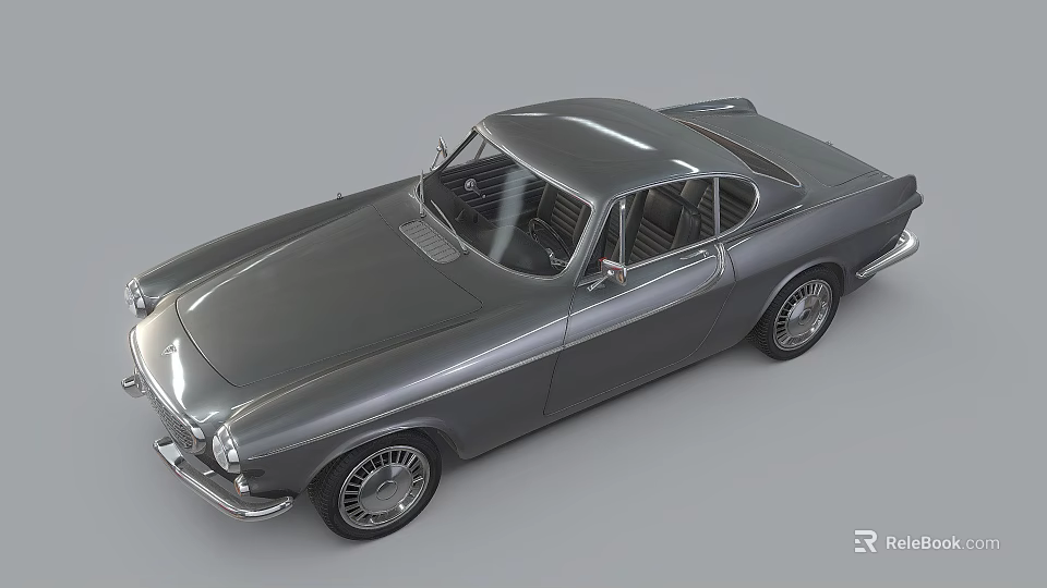 Classic Gray Two Door Car With Sleek Body And Vintage Hardtop Wheels 3d model 