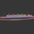 Classic Model Cruise Ship With Black White Red Hull And Multiple Funnels