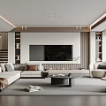 Modern Contemporary Living Room Interior With Sofa Coffee Table And TV Wall Decor
