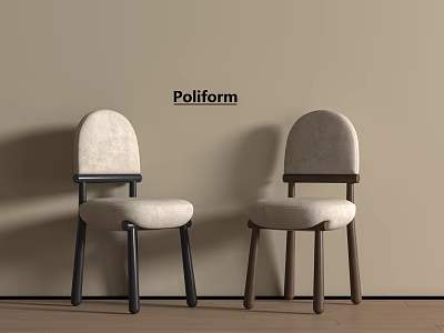 Modern Poliform Dining Chairs With Upholstered Backrest And Wooden Legs Design 3d model