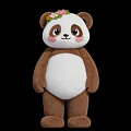 Cute Inflatable Panda with Brown Body White Belly and Flower Crown Decoration