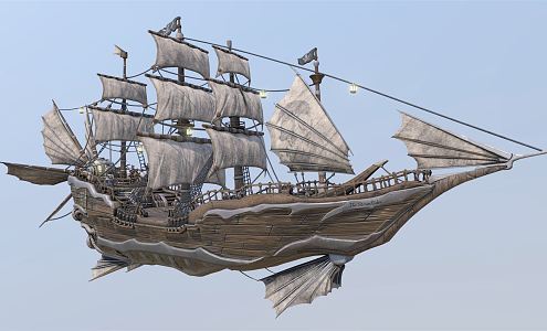 Vintage Sailing Pirate Ship 3d model