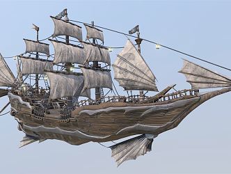 Vintage Sailing Pirate Ship 3d model