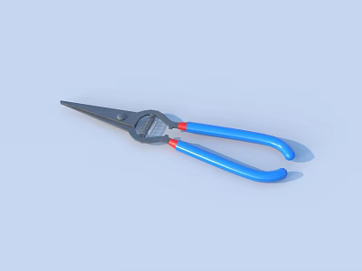 Professional Hardware Tools Needle Nose Pliers With Blue Handles For Precise Work 3d model