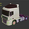 White Heavy Duty Functional Truck Cab With Black Roof Wheels And Reflective Surface 3d model