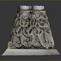 Artistic Stone Sculpture Carving With Intricate Hollow Design Base And Top Cylinders
