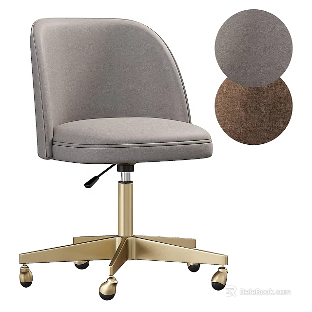 Modern Table and Chair Set Featuring Gray Fabric Gold Base Wheels and Multiple Fabric Options 3d model 