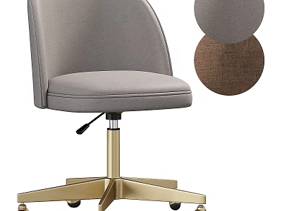 Modern Table and Chair Set Featuring Gray Fabric Gold Base Wheels and Multiple Fabric Options 3d model